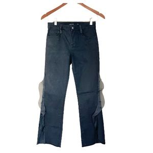 J Brand Split Hem Tulle Jeans Black Size 26 Mid Rise Stretch Denim Designer